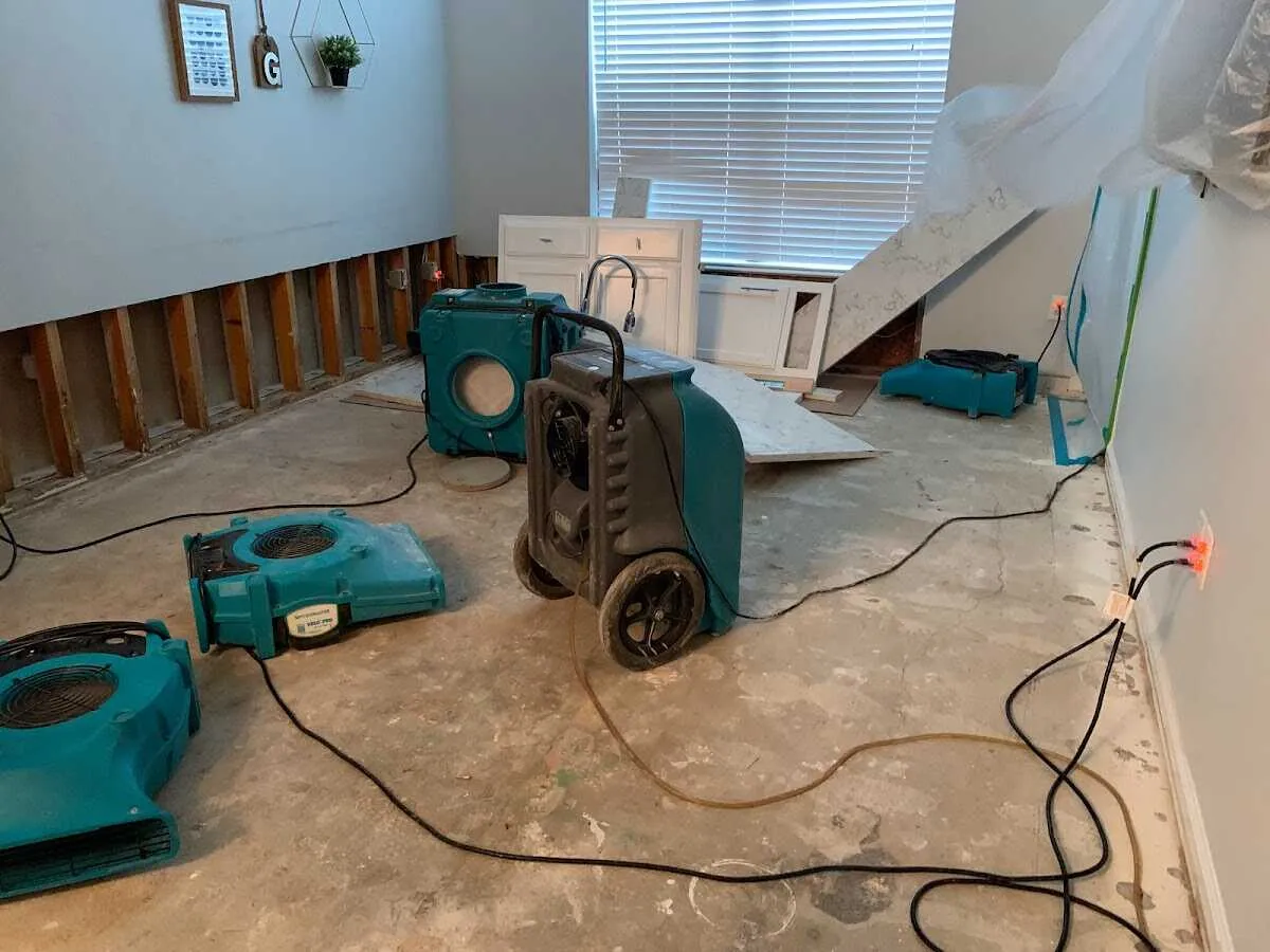 Dehumidifier in flood-cut room for Water Damage Restoration in Mercer Island